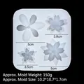 White silicone flower mold for fondant and resin with four daisy and sunflower shapes - 2# (Transparent 15-830)