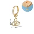 Golden Evil Eye huggie hoop earring with zircon pavé detail and 12mm charm pendant - Eye