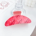 Romantic red heart shark hair claw clip with love print for Valentine Day hair styling - Cupid's Arrow - Small Semicircle