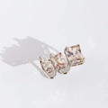 Silver ear cuff with three champagne square zircons for non-pierced ears in minimalist style - Silver