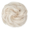 Messy bun hair piece in light golden blonde synthetic fiber for voluminous hair updos - 60# Platinum White