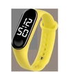 Waterproof LED digital sports watch with yellow silicone strap and touch screen display - Yellow