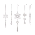 Set of 5 clear acrylic Christmas ornaments including snowflakes and icicles for tree decor - Transparent Icicle And Snowflake Set