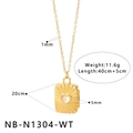 Detailed view of vintage enamel moon book locket necklace with dimensions and weight specs - White Rectangular Gem Locket (NB-N1304-WT)