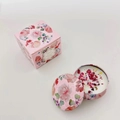 Pink floral scented soy candle in metal tin with dried flower petals and gift box - Macaron Cake (Tin)
