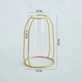 Vaso provetta in vetro con cornice metallica geometrica dorata per idroponica - Vaso a Fondo Rotondo Corto / Oro