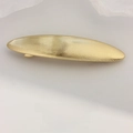 Exquisite gold-tone oval hair clip with elegant horizontal brushed metal texture - Gold Waterdrop Ribbed Clip