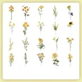Vintage yellow floral PET sticker pack for journaling with sunflowers and lilies 40pcs - Sunward Warmth-40PCS