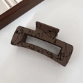 Matte brown claw clip with abstract black lines for high ponytail hairstyles - Square Brown