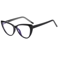Montatura per occhiali cat-eye nera in TR90 con lenti anti-luce blu per donne alla moda - Montatura nero lucido