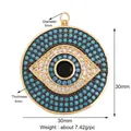 30mm Evil Eye talisman pendant with blue and white zircons on a gold-tone base - Gold Large Evil Eye