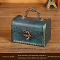 Emerald green vintage wooden jewelry storage box with rustic finish and metal handle - Small Handle Emerald Green - Classic Style