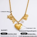 Collana in acciaio dorato con ciondoli a cuore, stella marina, conchiglia e perla - Stile Pendenti Stella Marina Croce (XL31071) / Placcato Oro 18K