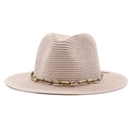 Handmade straw cowboy hat in beige with shell trim for beach sun protection and outdoor style - Nude Pink