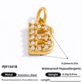 Minimalistischer Edelstahl 18K Gold Buchstabe B Anhänger mit funkelnden Zirkonen - Buchstabe B Stil (PJ91341B)