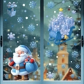 Blue Christmas Santa and sleigh window stickers with snowflakes in a 3D cartoon style - 2-Pack Set BQ533+543