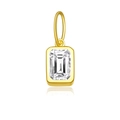Rectangle S925 silver pendant with clear cubic zirconia stone in a golden finish - 18K Gold-April