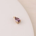 Macro shot of purple teardrop cubic zirconia pendant with gold plating for DIY jewelry - Deep Purple (11#)