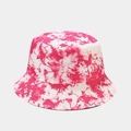 Bob tie-dye rose et blanc en tissu coton résistant avec bord surpiqué - M (56-58cm) / Réversible / Dégradé Artistique Rose Blanc (24#)