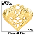 Golden wolf heart pendant in stainless steel, dimensions 21mm by 19mm and 1.9g weight - Gold Color - Pendant Only