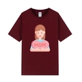T-shirt en coton rouge foncé avec imprimé cœur MOM pour la fête des mères vue à plat - XS / Hauts / Bourgogne 318