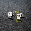 Skull stud earrings in stainless steel with hollow heart eyes, 8mm Gothic jewelry - Skull / Steel
