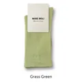 Breathable grass green cotton crew socks for women with knit texture and paper tag - Grass Green
