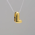 Polished gold bubble letter L pendant necklace with shiny balloon style finish - Letter L