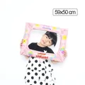 Pink inflatable photo frame for birthday party with cupcake and star patterns, 59x50 cm - Pink Photo Frame Birthday Balloon