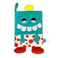 Washable baby cloth book featuring a green monster design with soft felt teeth and tactile details - Green Crocodile