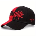 Casquette de baseball rouge et noire avec broderie 3D Thuglife et Outlaw - Réglable / Noir Rouge
