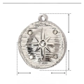Macro view of silver stainless steel star pendant showing 21mm by 18mm dimensions - Starburst Round (YE285)