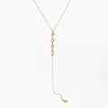 Minimalist gold Y-shaped stainless steel necklace featuring vertical zircon pendant stones - Gold (D1574)