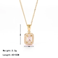 Golden square necklace with white zircon pendant measuring 19mm by 9mm and 45cm chain - Gold-White Zirconia