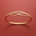 Golden copper bangle with sparkling pavé zircon and central sphere design for women - SZ02156 Ball Cluster Style Approx 16g