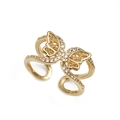Gold butterfly open ring with sparkling white cubic zirconia pavé setting for women - Hollow Pave Butterfly Ring