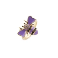 18K gold plated bee ring featuring purple enamel wings and micro-inset rhinestones - Adjustable Open / Purple