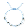 Sky blue woven double-strand bracelet with gold beads and deep blue faceted crystals - Sky Blue