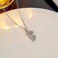 Glinsterende zilveren teddybeer hanger ketting met zirkonia op een fijne ketting - Zilveren Stijl (333)
