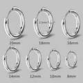 Polished titanium steel hoop earrings in seven various sizes from 8mm to 20mm - 2.5mm Silver Combo (Set of 7)