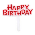 Red Happy Birthday 3D letter cake topper with white base and plastic insertion stick - No.8 Red