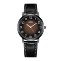 Orologio al quarzo GEDI vintage da uomo con cinturino in pelle nera e quadrante marrone - Quadrante Caffè Cinturino Nero