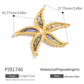 Starfish pendant in 18k gold plated stainless steel with iridescent shell texture - Large Iridescent Starfish Pendant (PJ91746)