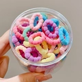 Jar of candy colored high elastic hair ties with wavy fabric texture for girls - Candy Color ~100Pcs Jar Pack