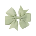 Handmade light green grosgrain ribbon bow hair clip for girls with ribbed texture - Light Green