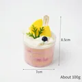 Artificial mango mousse cake cup model with cream and blueberries for home decor - Mango Blueberry Cake