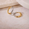 Polished two-tone hoop earrings in mixed gold and silver finish on stone base - Inner Diameter 14mm / Two Colors