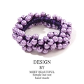 Elegant purple faux pearl elastic hair tie featuring a beaded scrunchie design for women - 3075 Purple