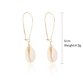 Bohemian pearl shell earrings with 6cm drop length and gold hook in cream white - E1903-18 Long Shell Hook Style
