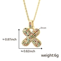 Gold letter X pendant necklace with colorful zircon stones in a minimalist design - Letter X